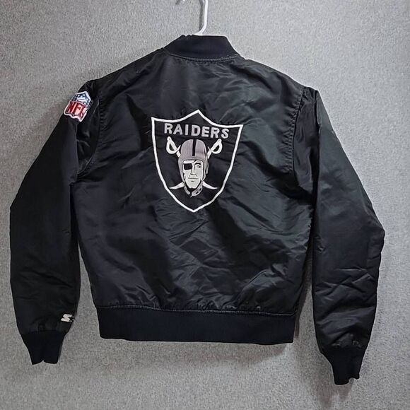 Starter Raiders Vintage Jacket Satin Bomber Medium Made in USA OAKLAND NFL 80s 9 - Picture 1 of 16